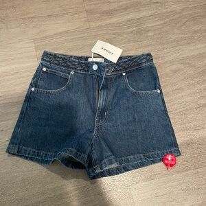NWT Frame braided waistband Blue Denim Shorts sz 25